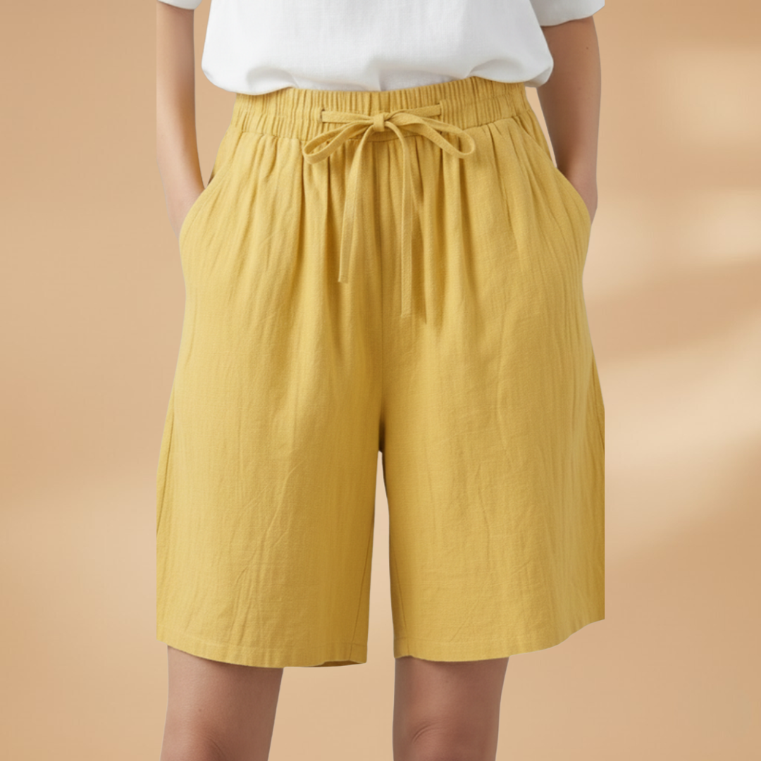 Women's knee-length shorts - relaxed fit elastic waistband casual shorts | home