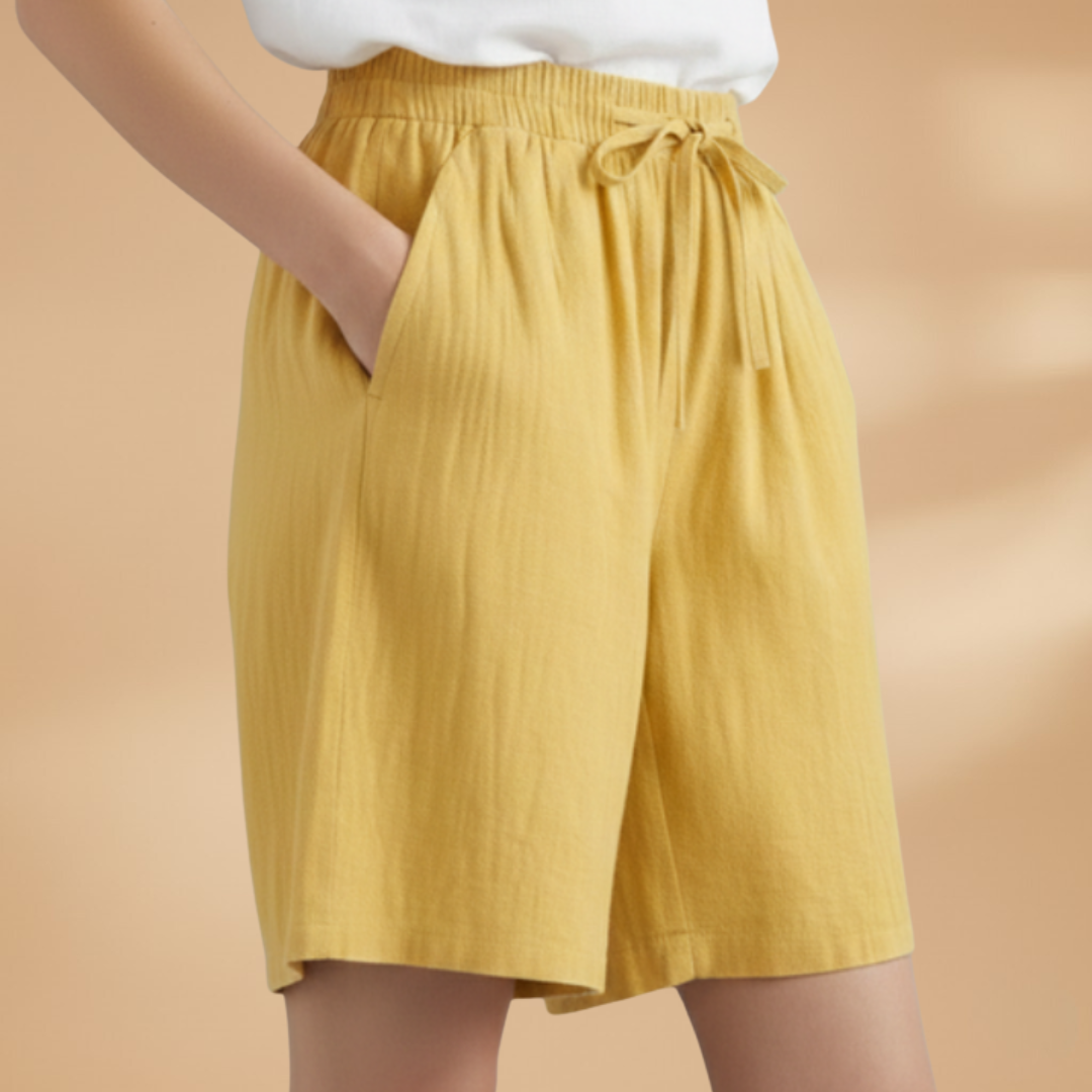 Women's knee-length shorts - relaxed fit elastic waistband casual shorts | home