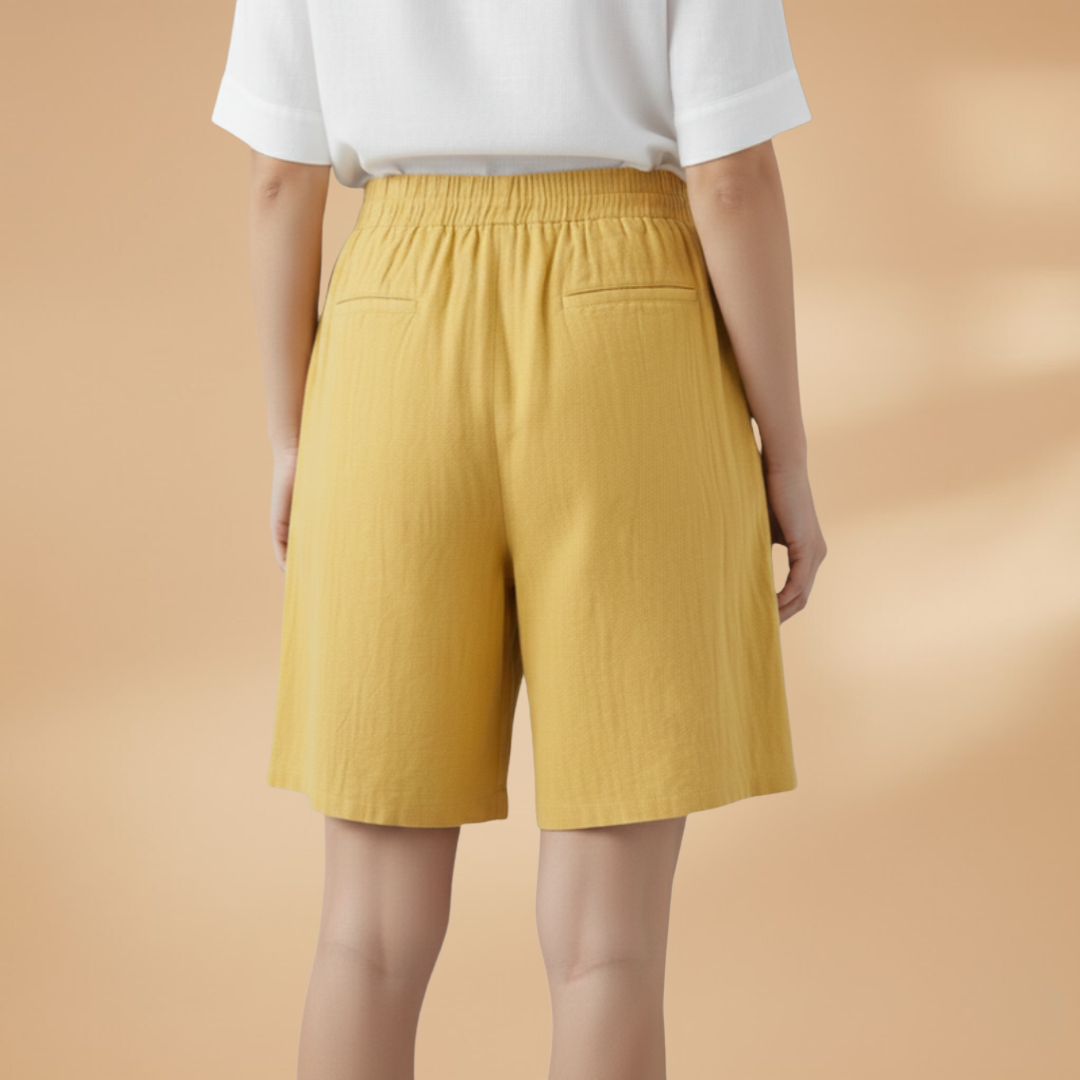 Women's knee-length shorts - relaxed fit elastic waistband casual shorts | home