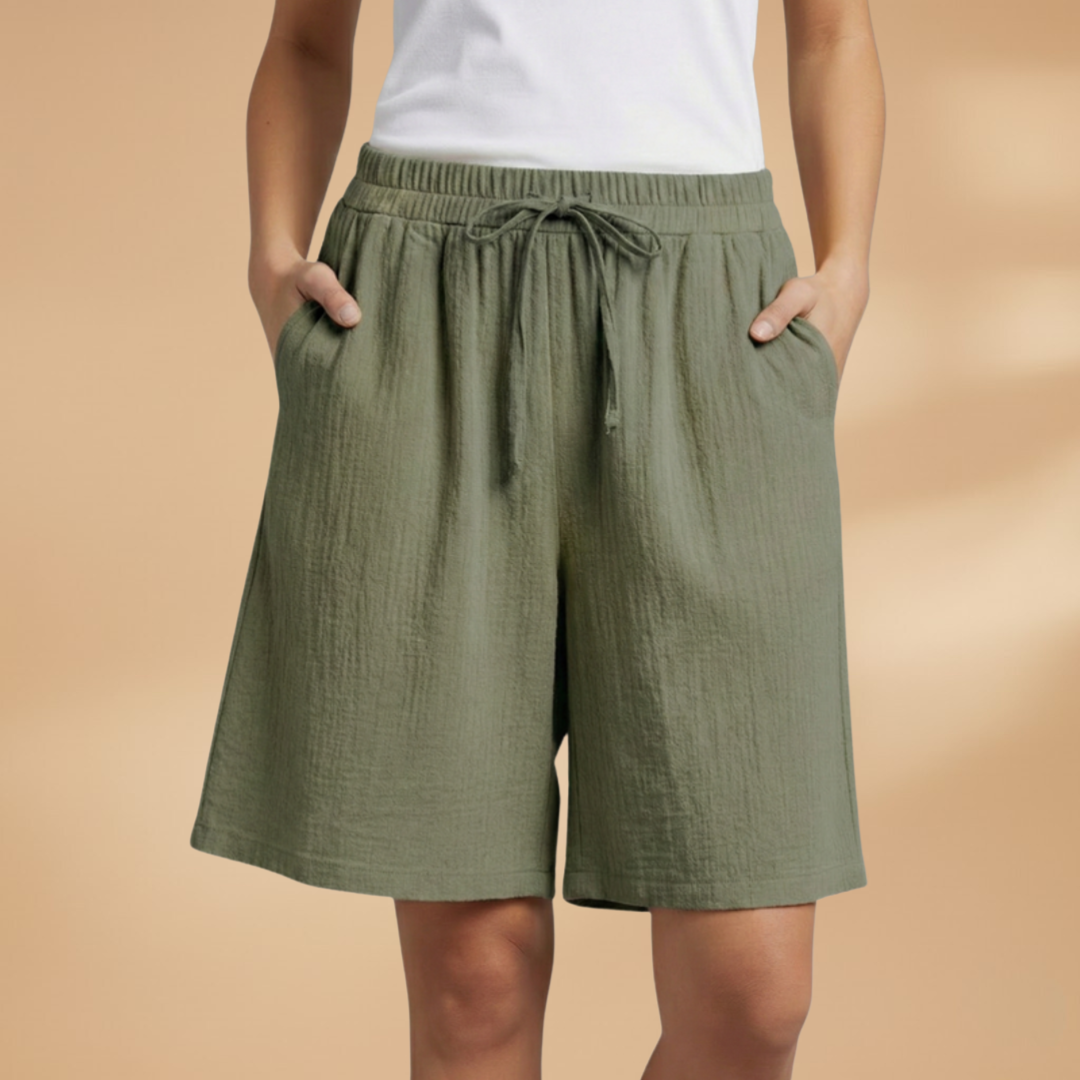 Women's knee-length shorts - relaxed fit elastic waistband casual shorts | home