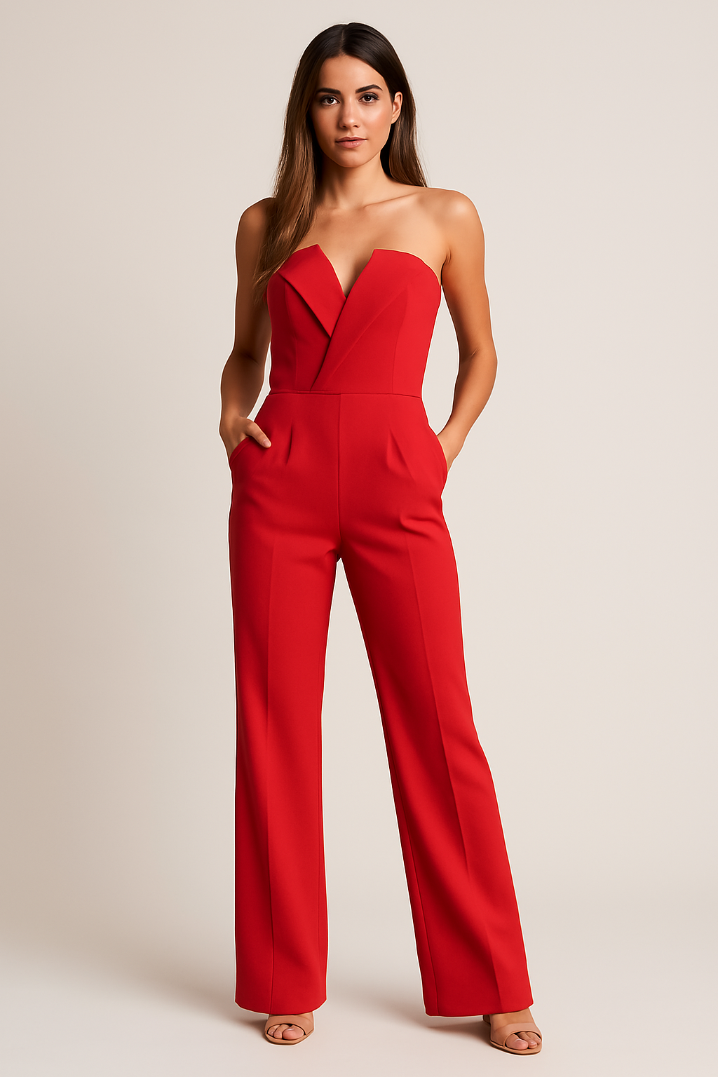 Strapless Tuxedo Jumpsuit