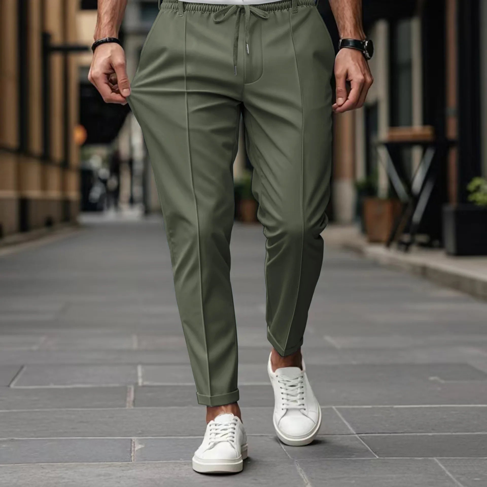 Men's slim fit business trousers elastic waist