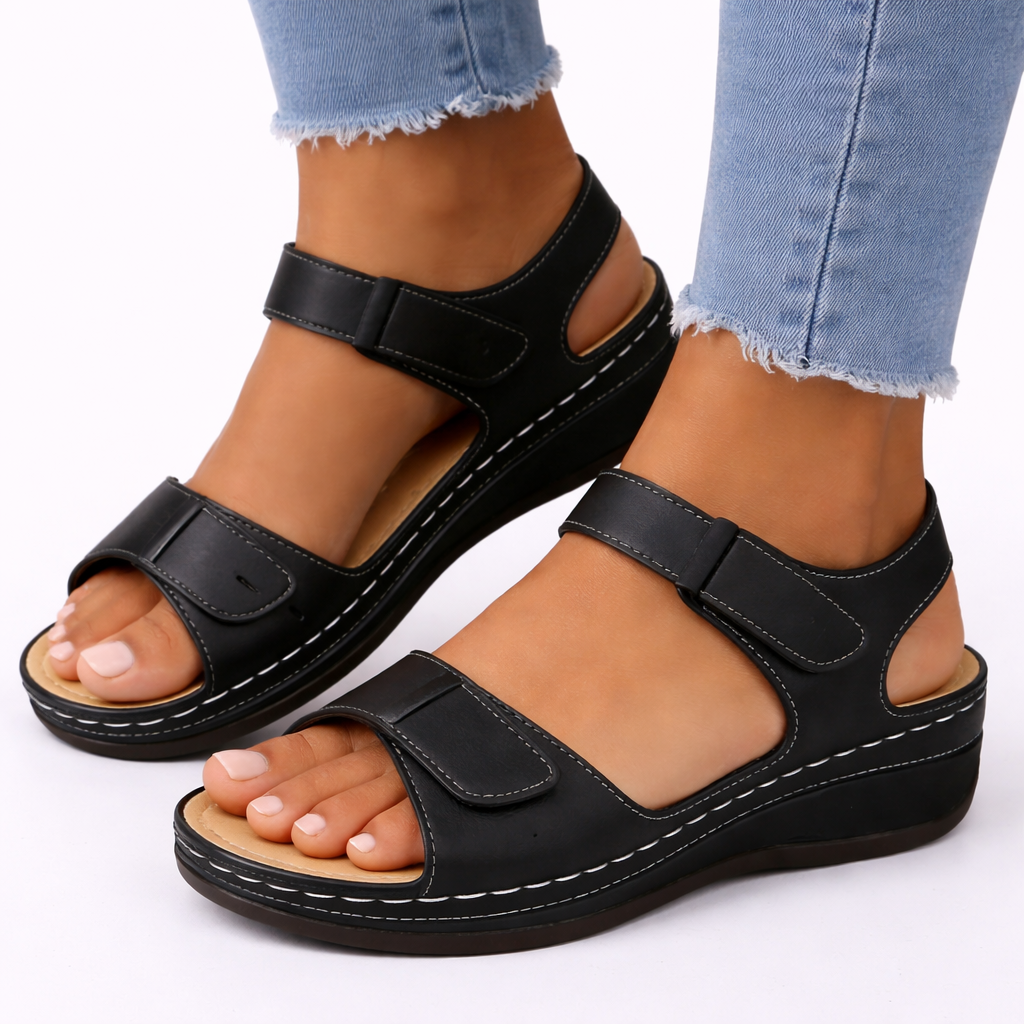 Walking Wedge Sandals With Buckles