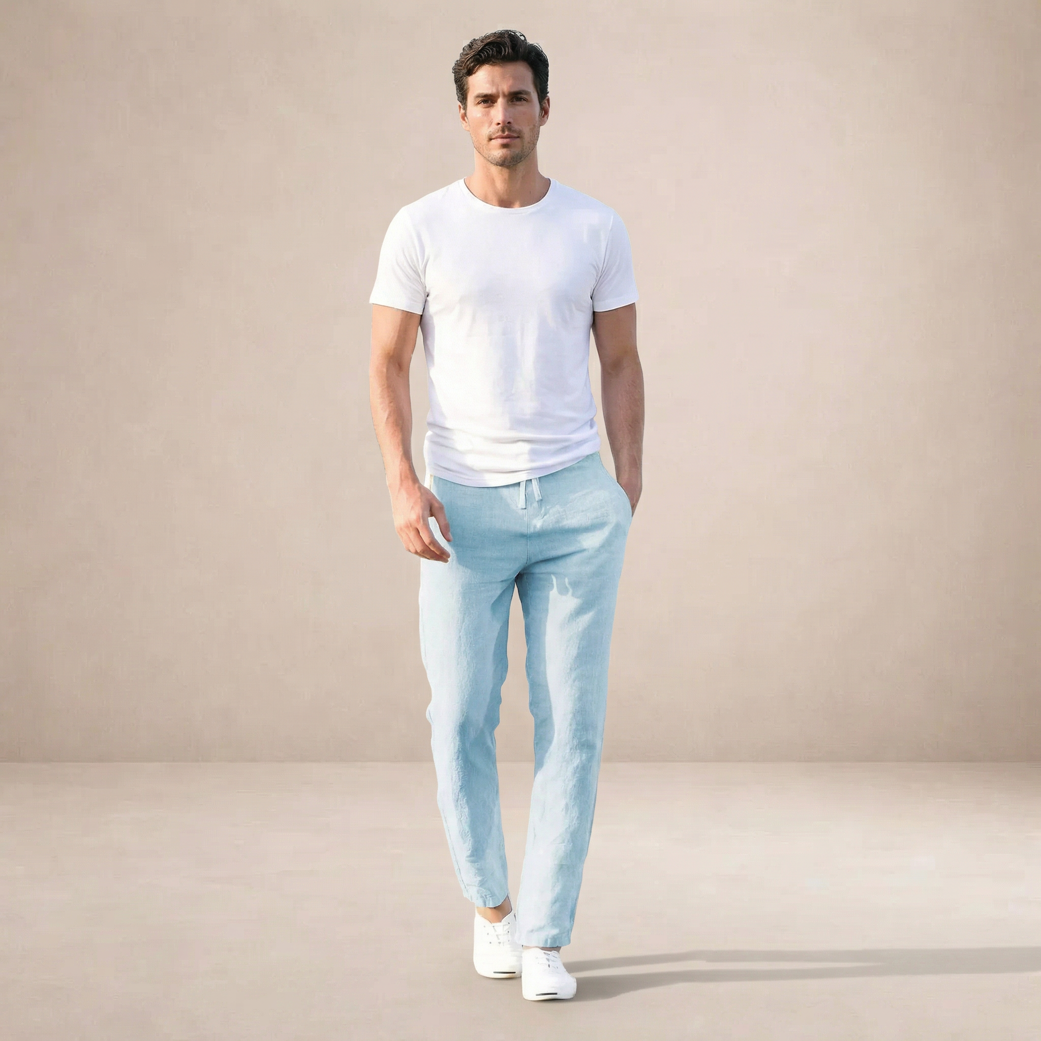 Men's Straight Leg Linen Trousers