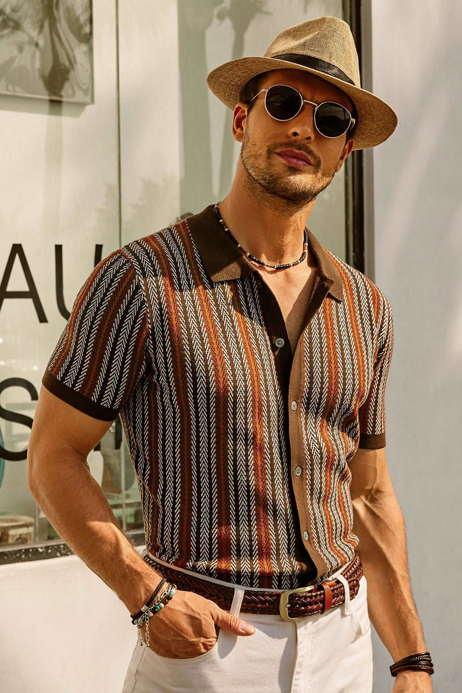 Men's Short Sleeve Striped Polo