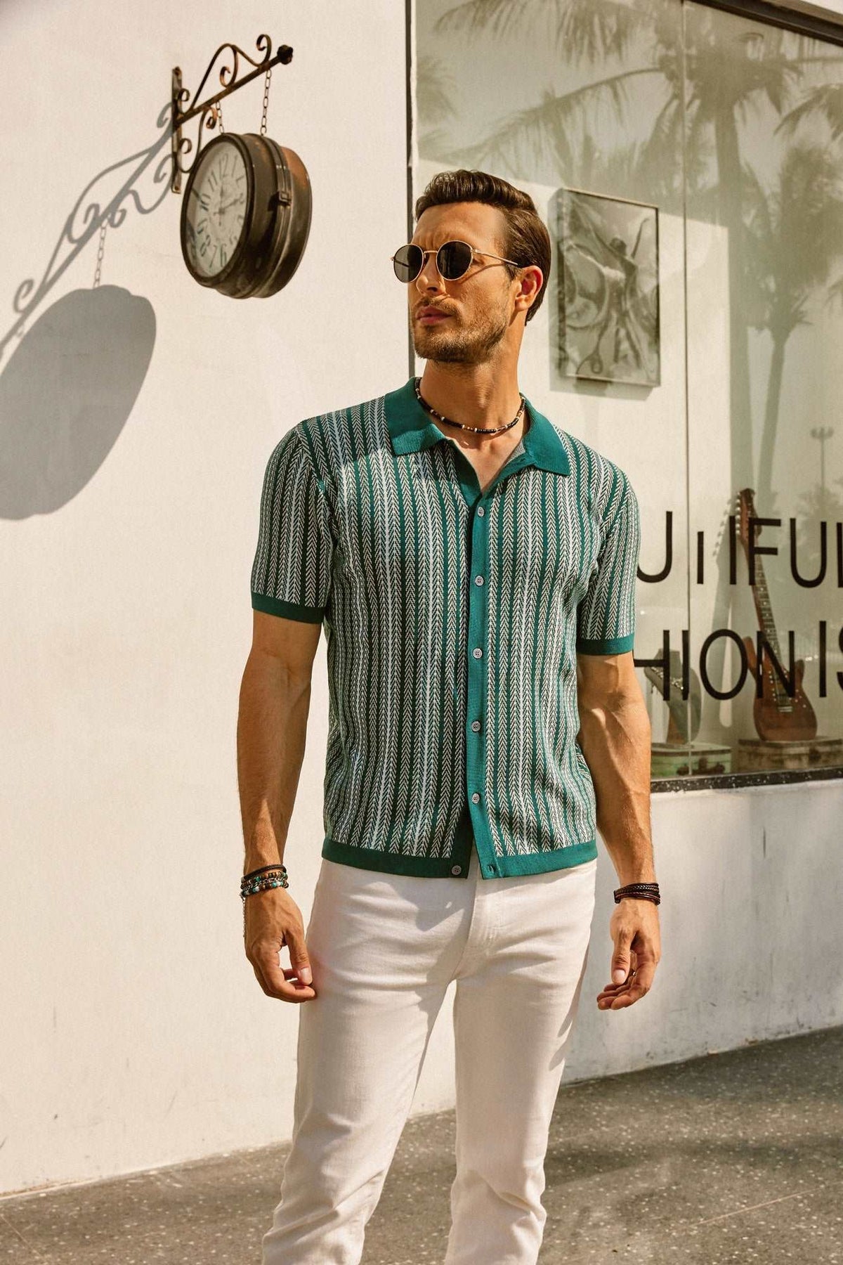 Men's Short Sleeve Striped Polo