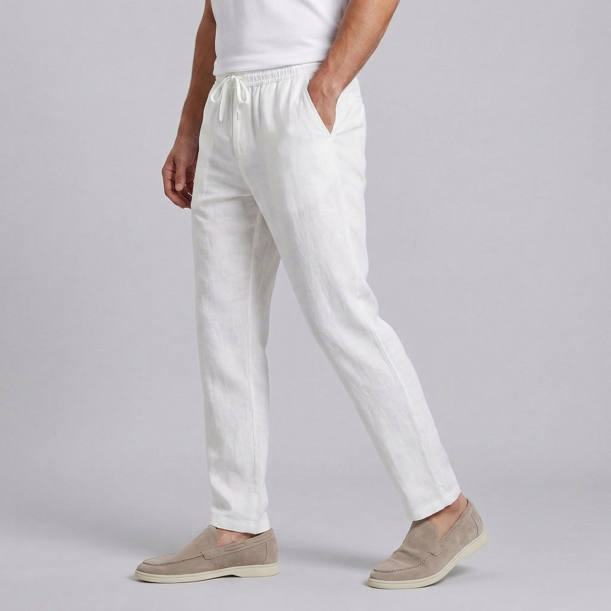 Men's Wide Leg Linen Trousers