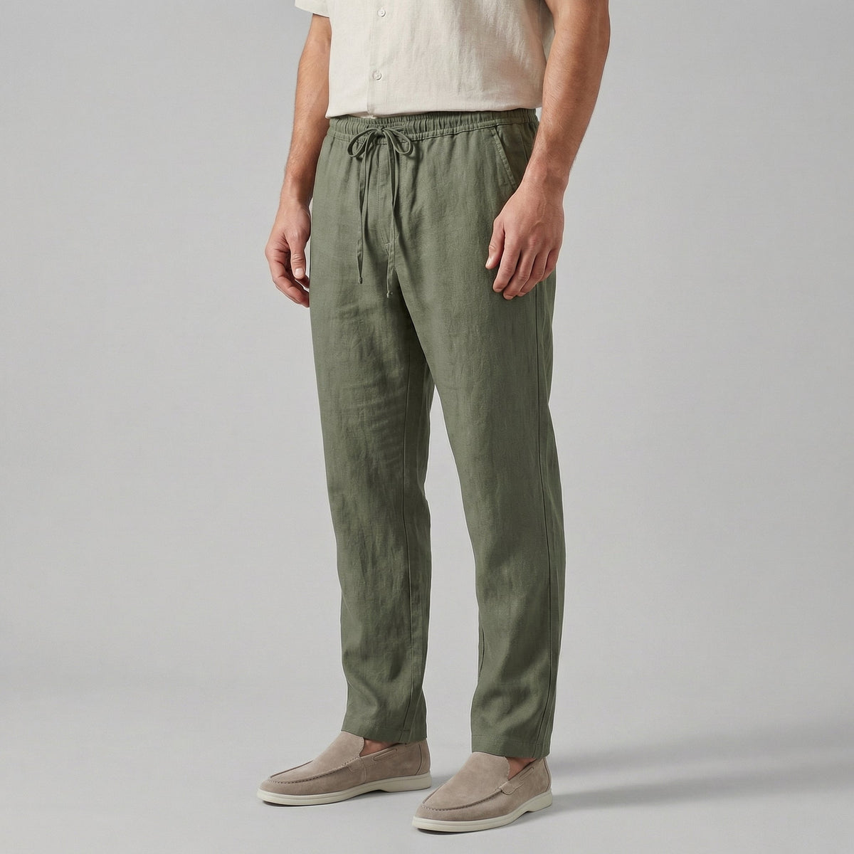 Men's Wide Leg Linen Trousers