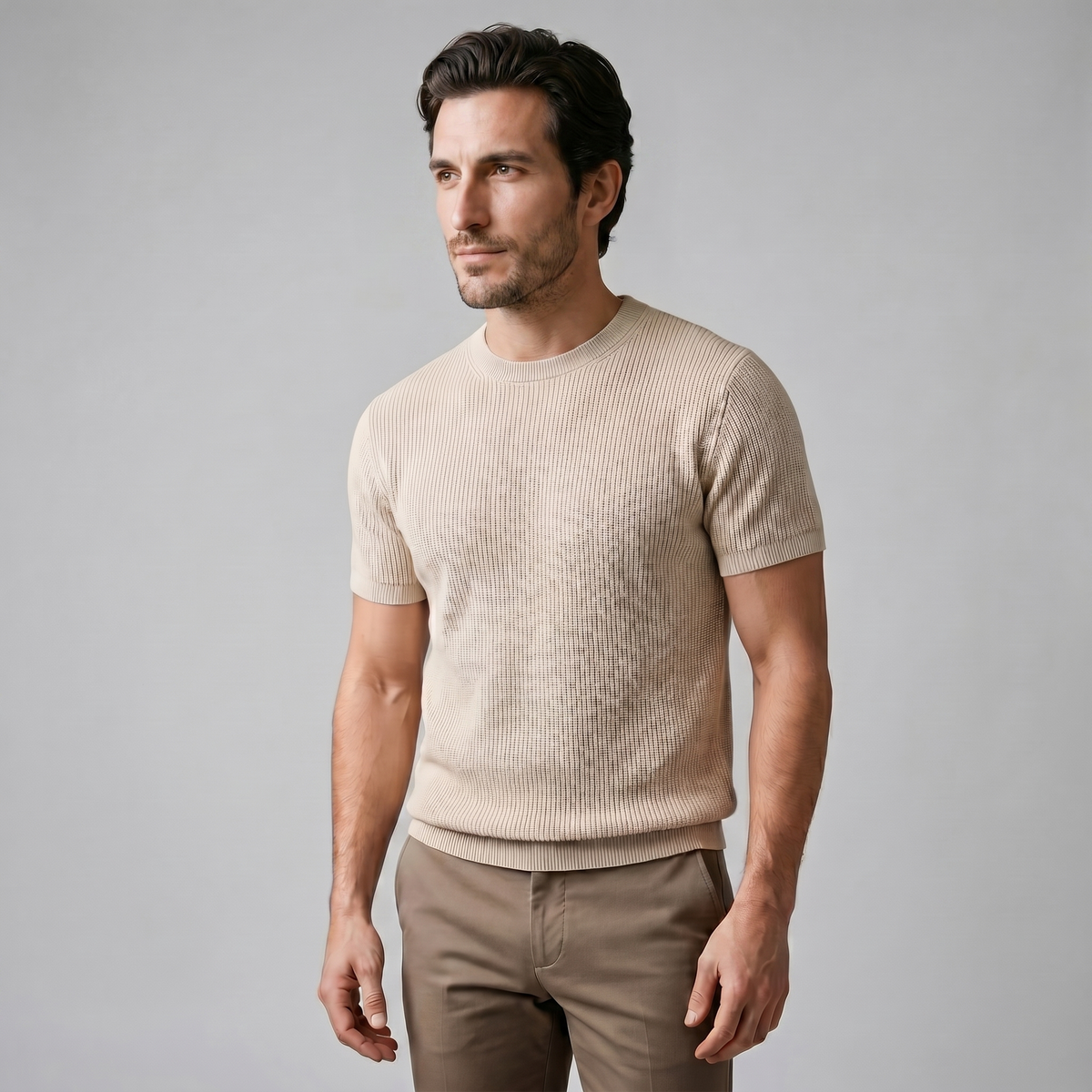 Men's Ribbed Knit Crew Neck