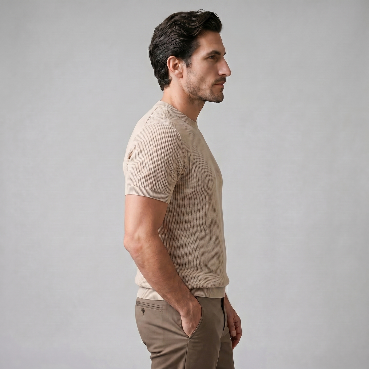 Men's Ribbed Knit Crew Neck