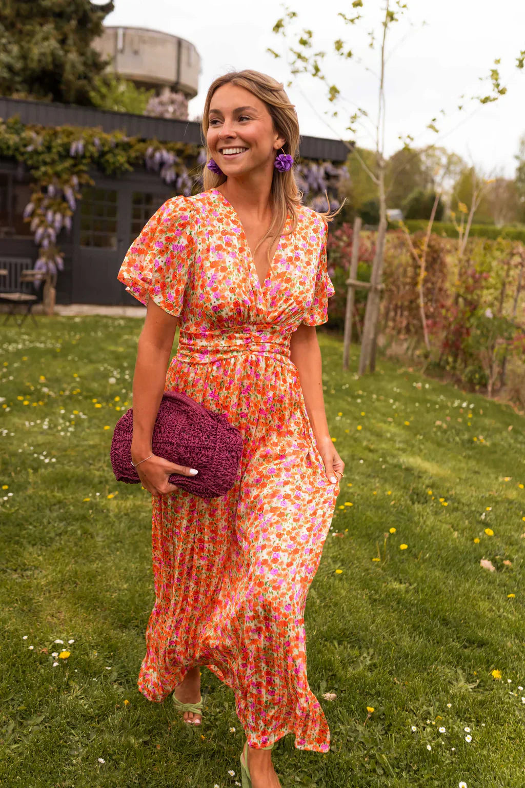 Floral Maxi Dress With Sleeves
