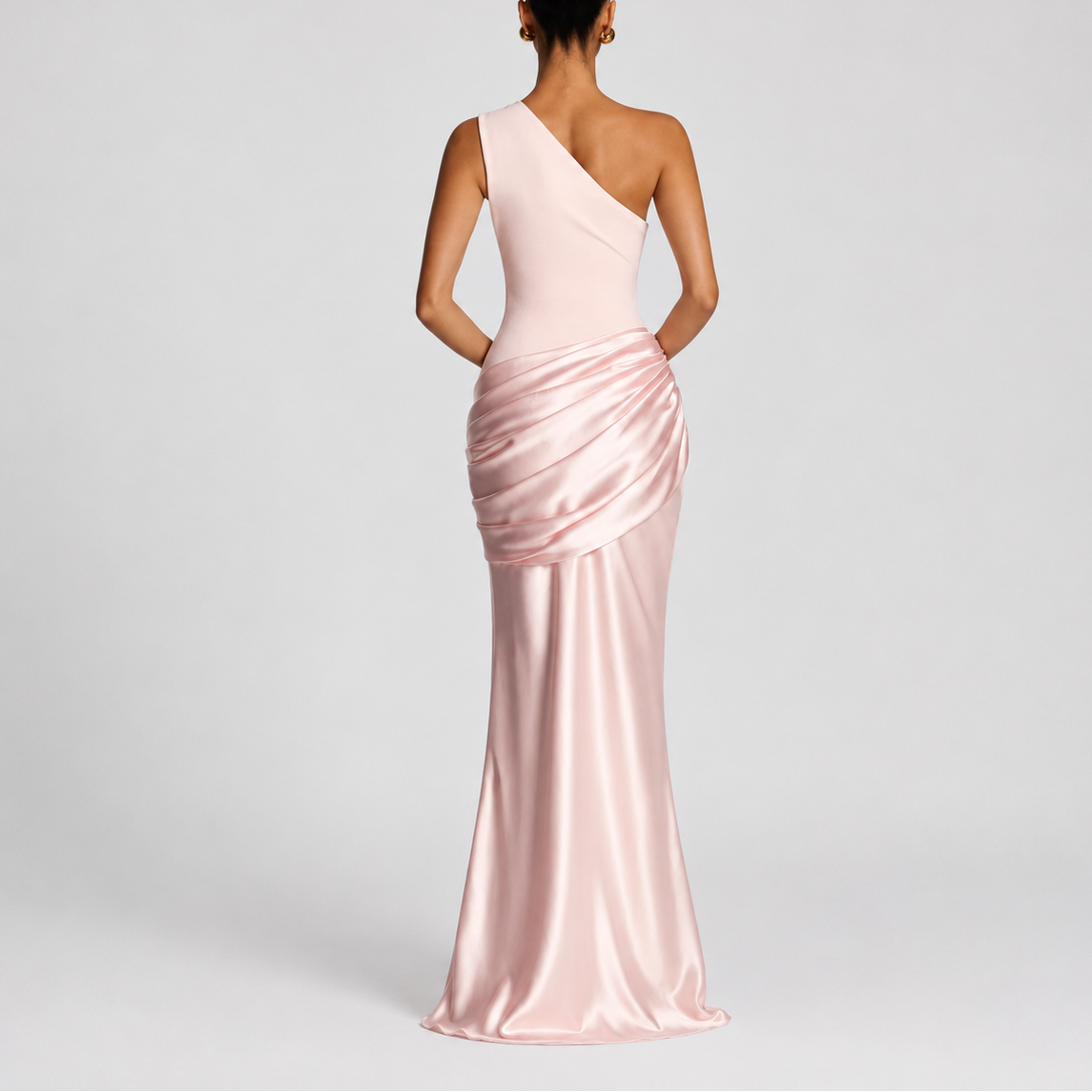 One Shoulder Satin Maxi Dress