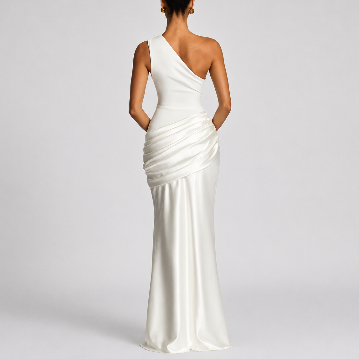 One Shoulder Satin Maxi Dress