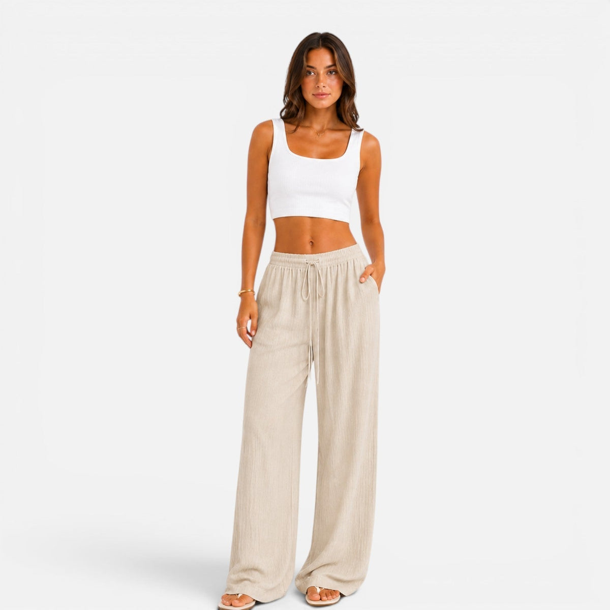 Wide Leg Drawstring Trousers