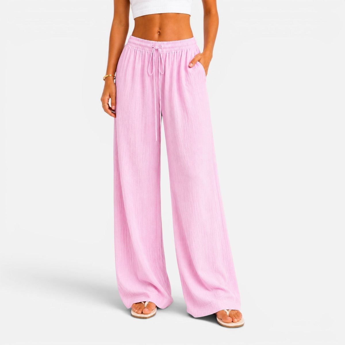 Wide Leg Drawstring Trousers
