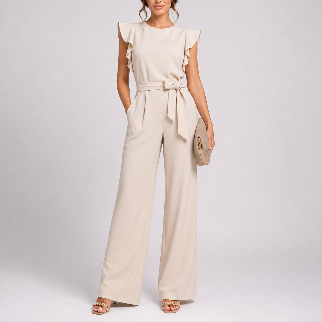 Wide Leg Jumpsuit With Ruffles