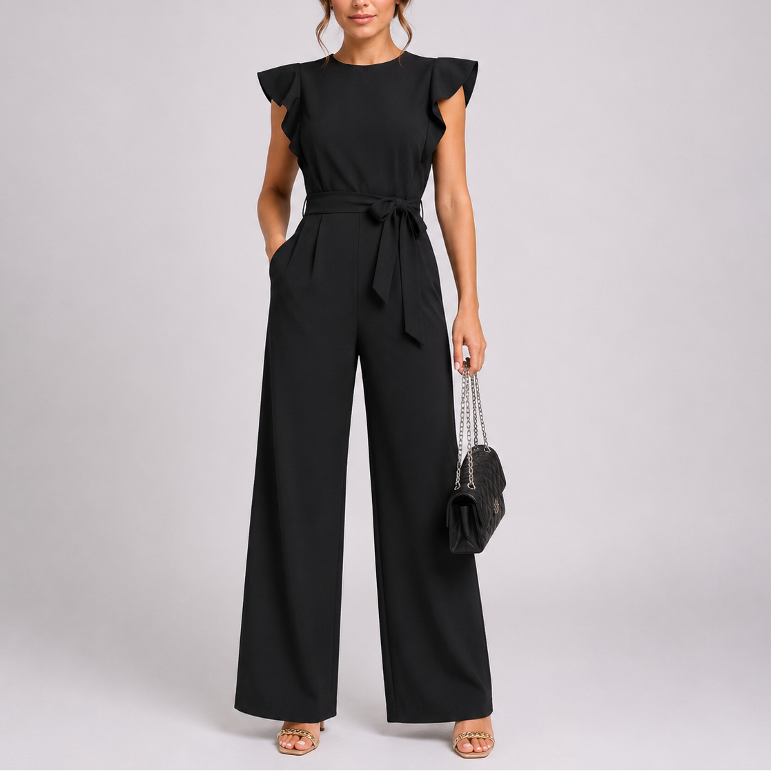Wide Leg Jumpsuit With Ruffles