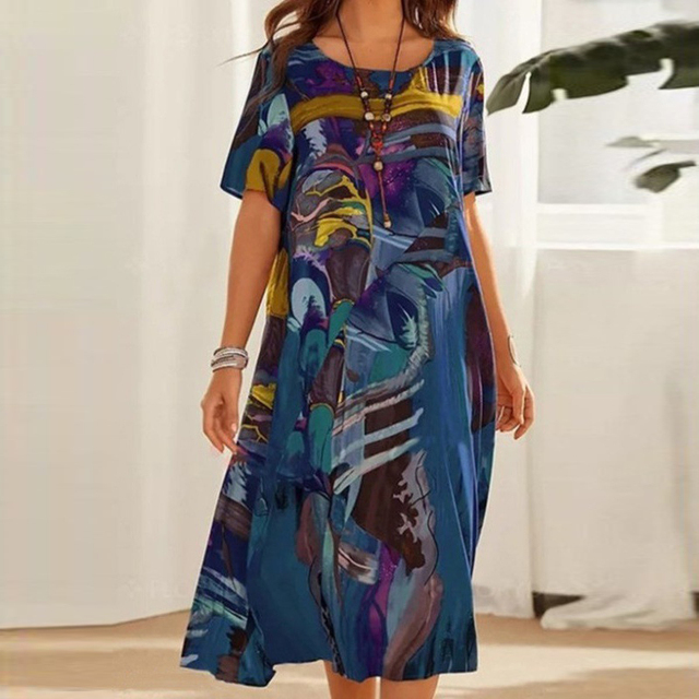 Printed Midi Shirt Dress