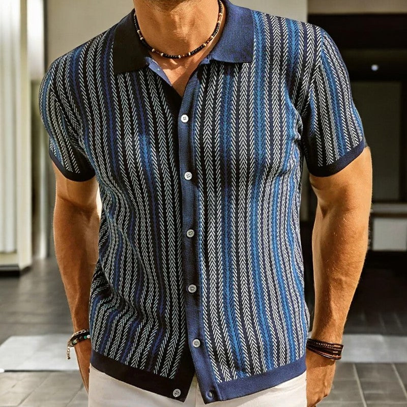 Men's knit polo shirt - organic cotton button-down - smart casual