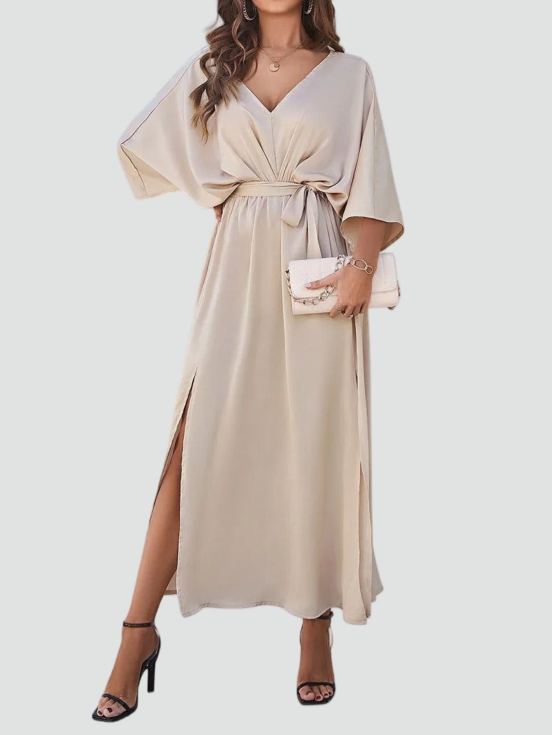 V-Neck Maxi Wrap Dress