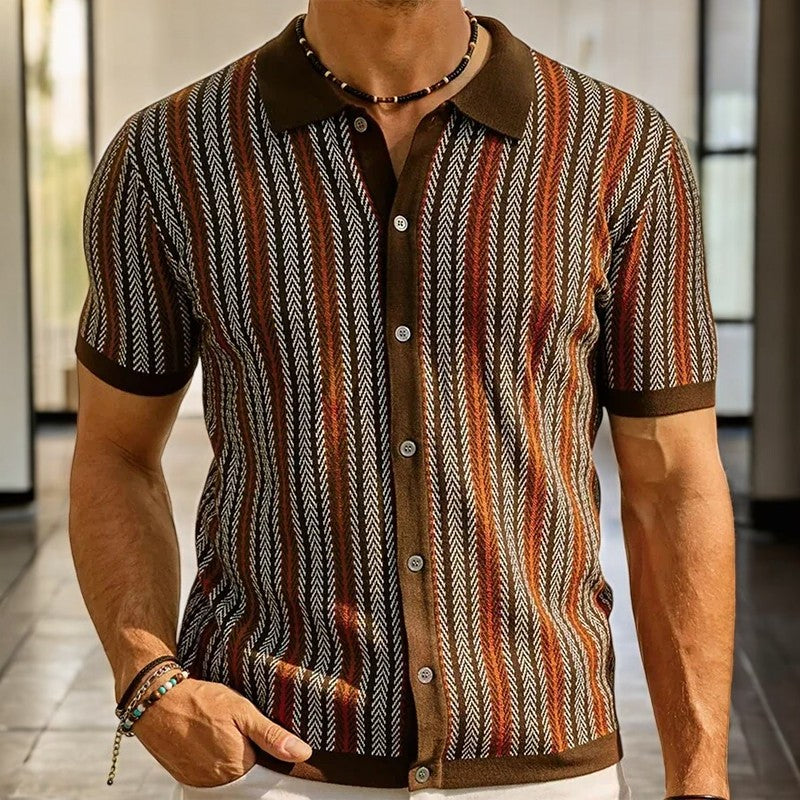 Men's knit polo shirt - organic cotton button-down - smart casual