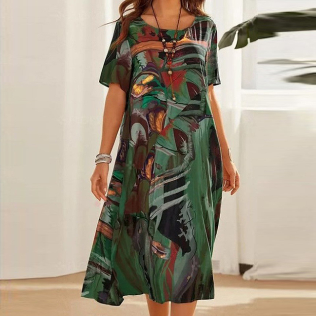 Printed Midi Shirt Dress