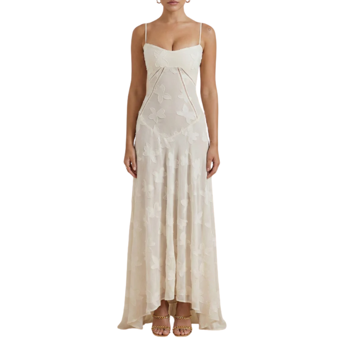 Women's Floral Maxi Dress Lace Overlay Sweetheart Neckline Spaghetti Strap Formal