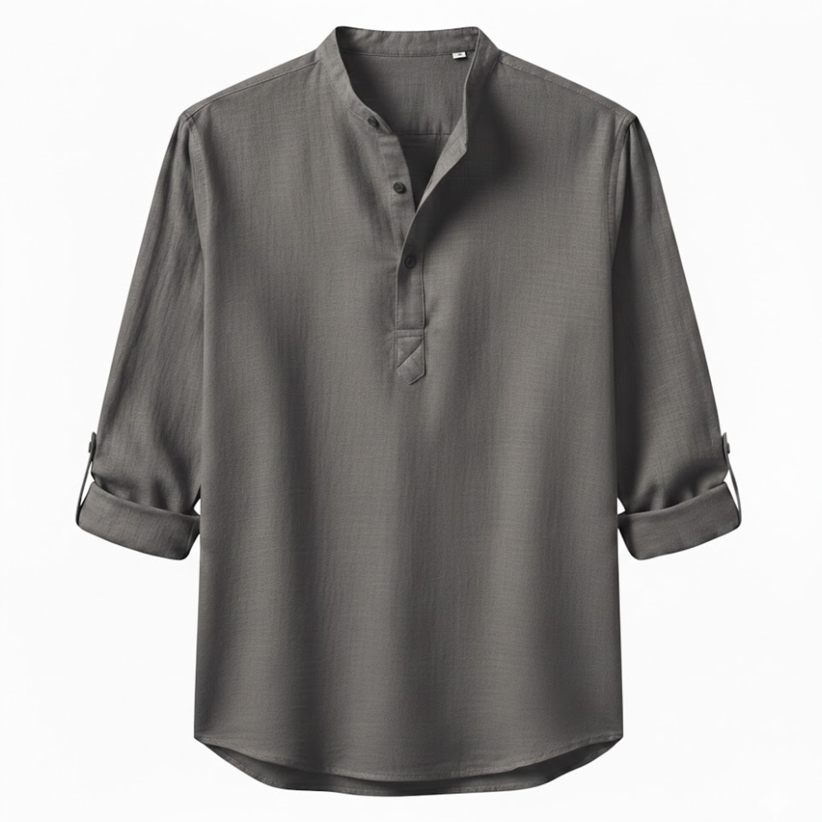 Men's Cotton Linen Henley Shirt Long Sleeve Breathable Casual Beach Button Top