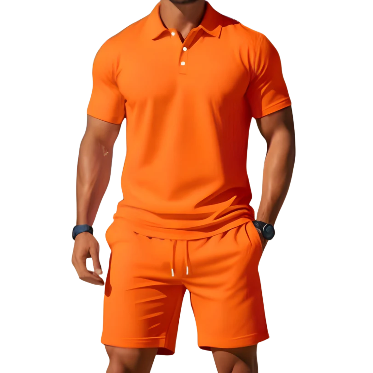 Men's sport polo set — lightweight short sleeve set — casual summer holiday
