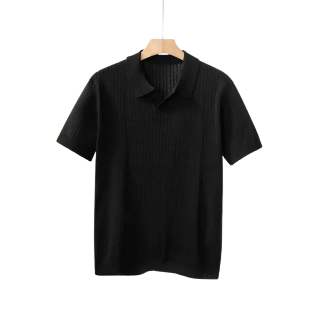 Men's slim fit polo shirt — vertical textured knit — smart casual wear