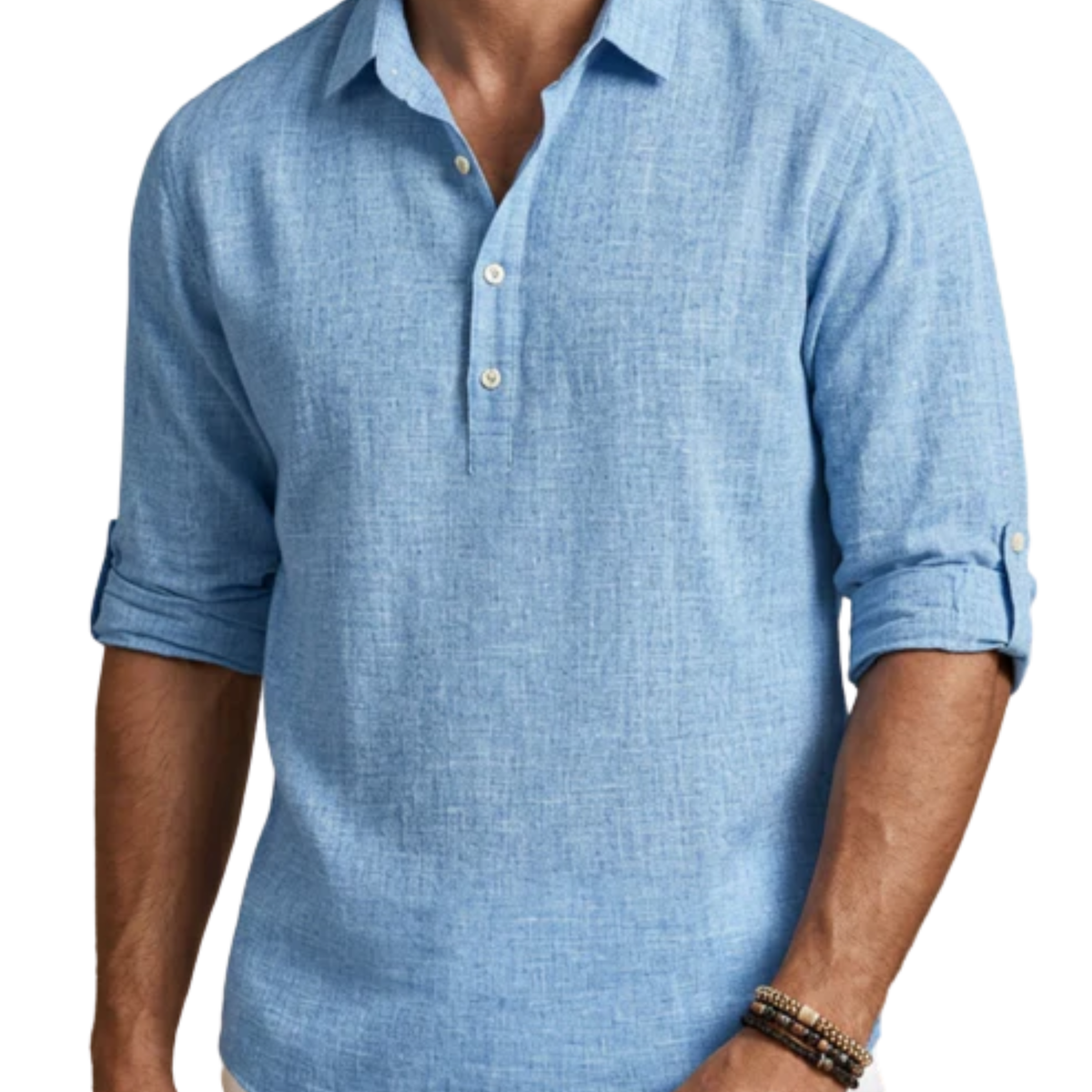 Men's linen polo shirt — regular fit short sleeve — holiday