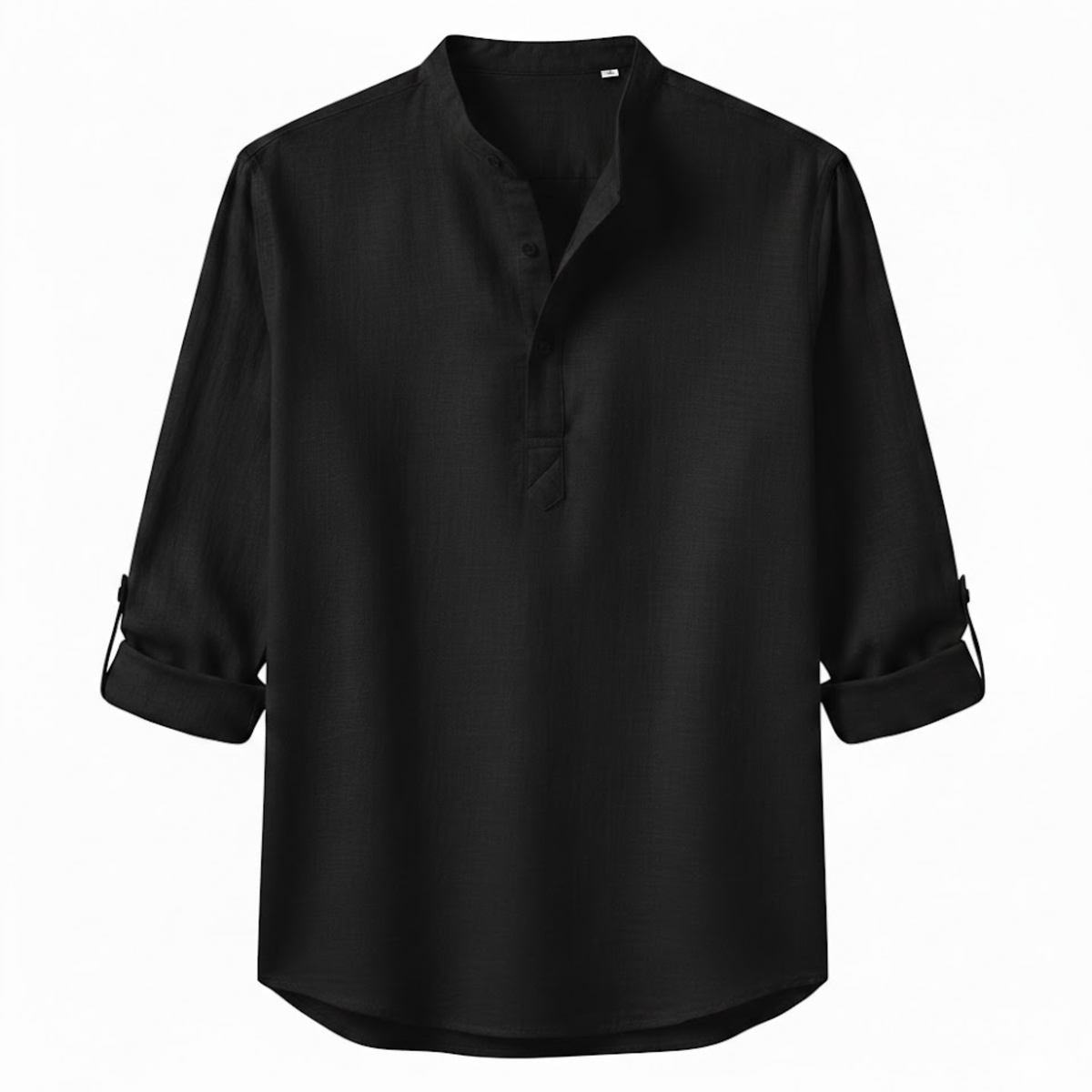 Men's Cotton Linen Henley Shirt Long Sleeve Breathable Casual Beach Button Top