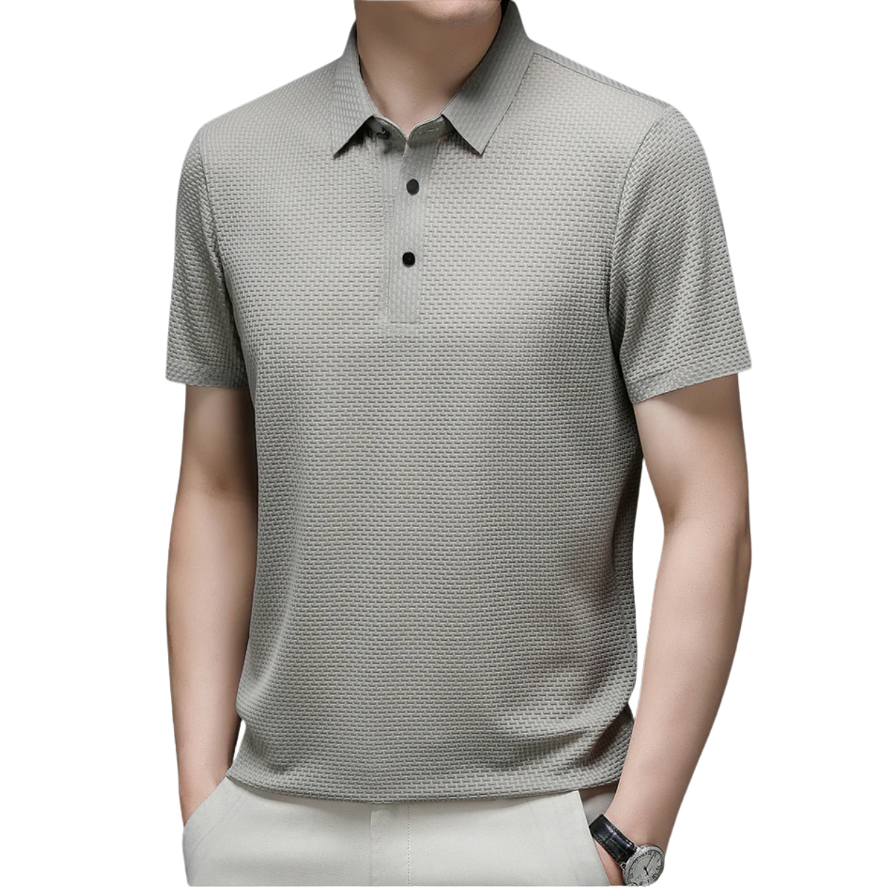 Men's knit polo shirt — lightweight slim fit — casual summer office