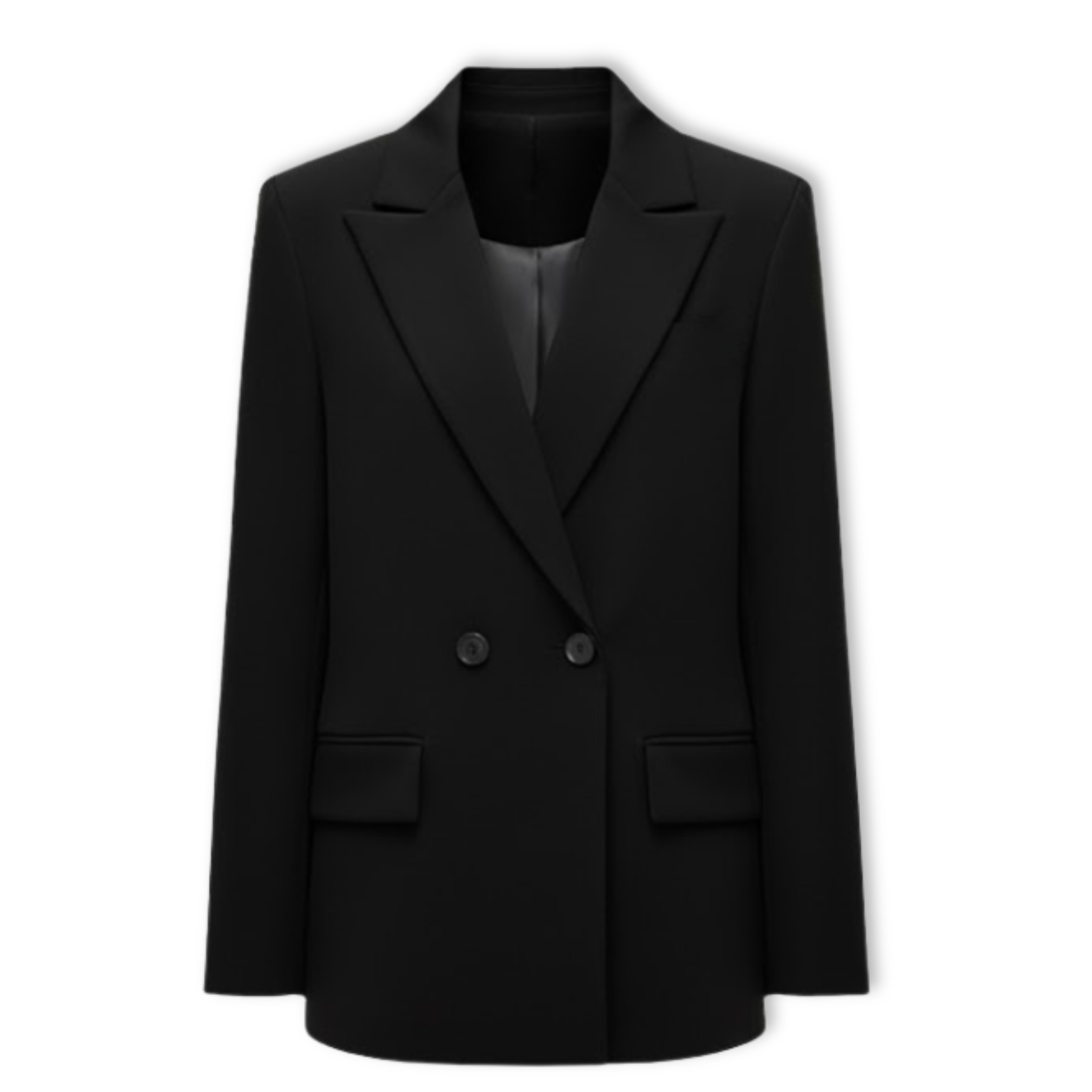 Women's Double Breasted Blazer Notched Lapel Long Sleeve Loose Fit Office Jacket
