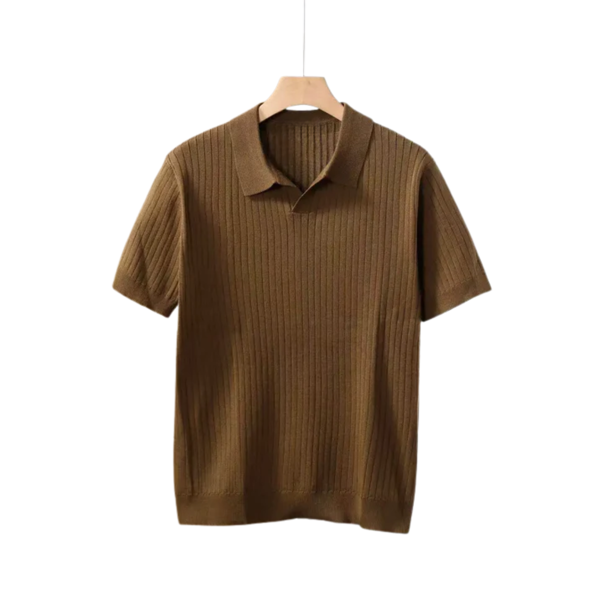 Men's slim fit polo shirt — vertical textured knit — smart casual wear