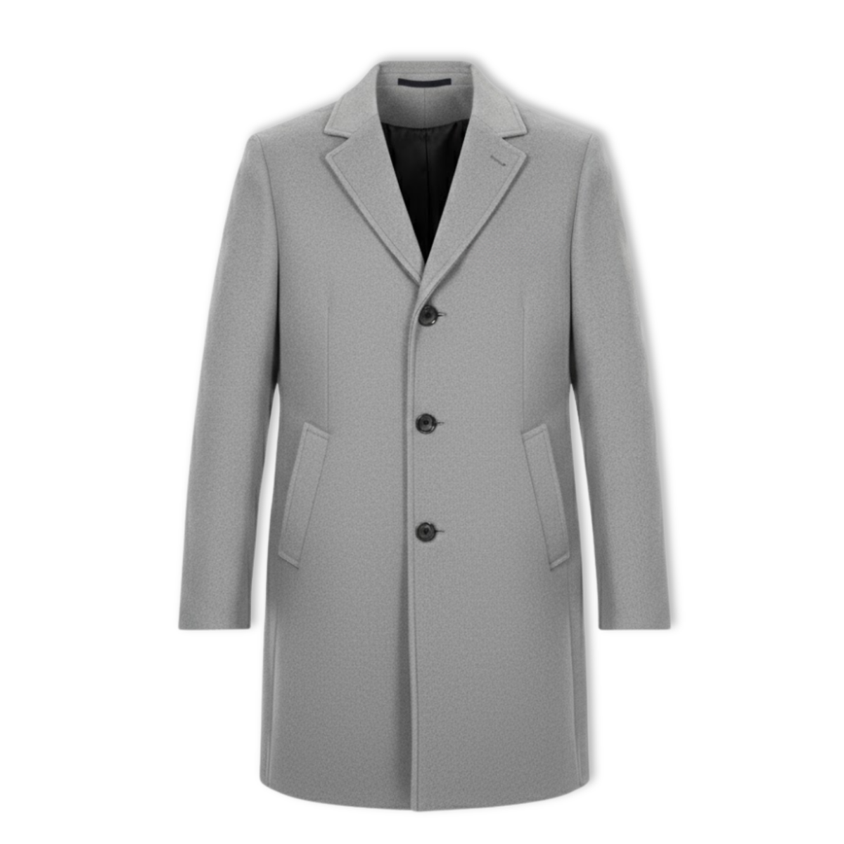 Men's Wool Blend Trench Coat Slim Fit Single Breasted Long Cotton Lined Overcoat