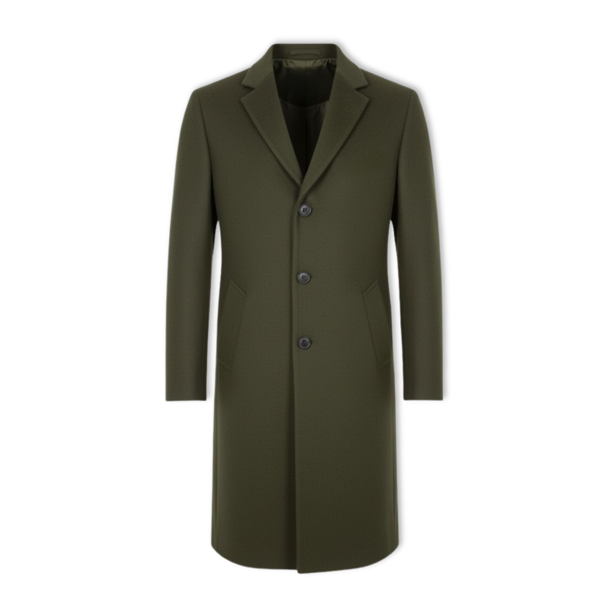 Long Cotton Coat Wool Blend Pure Color Slim Windbreaker Jacket