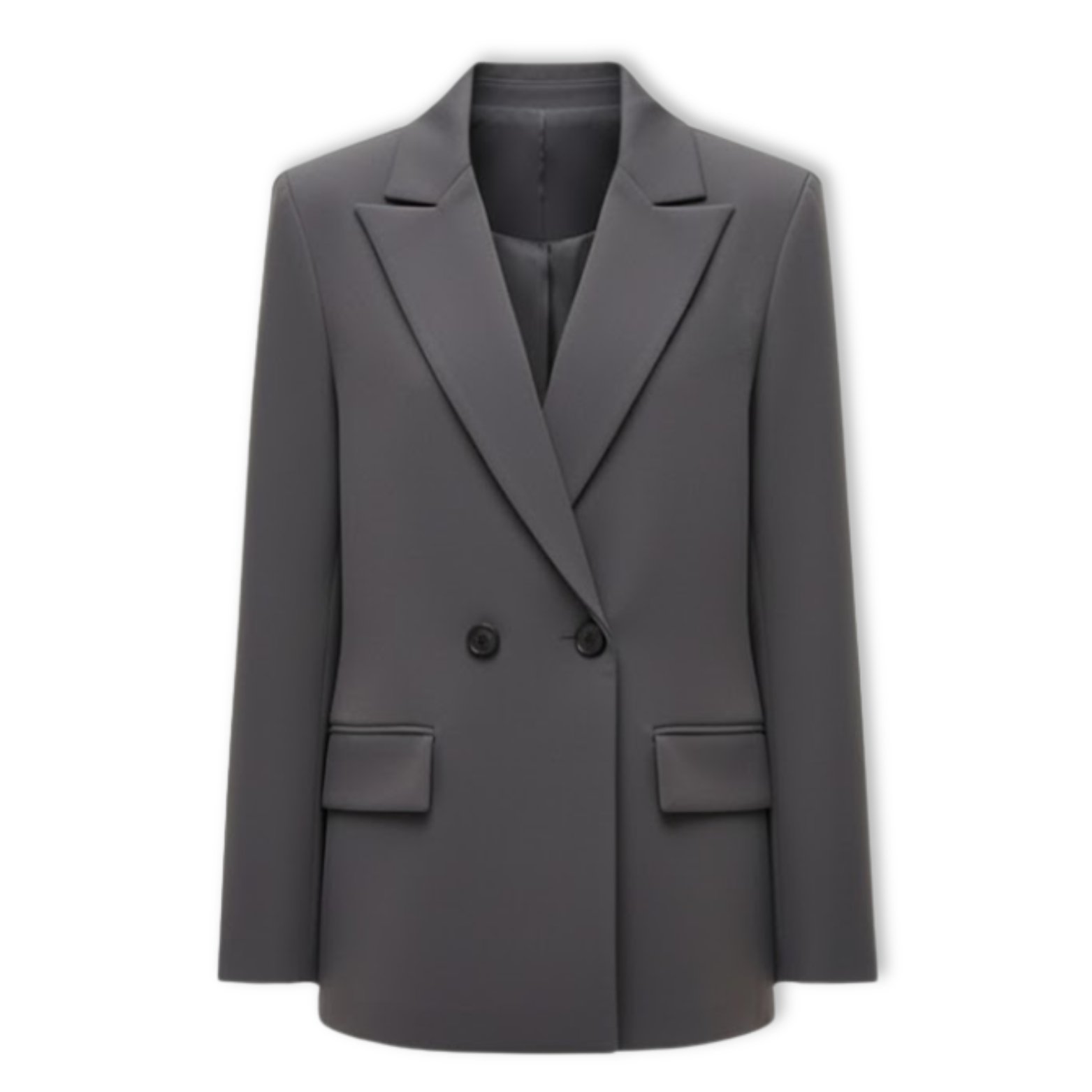 Women's Double Breasted Blazer Notched Lapel Long Sleeve Loose Fit Office Jacket