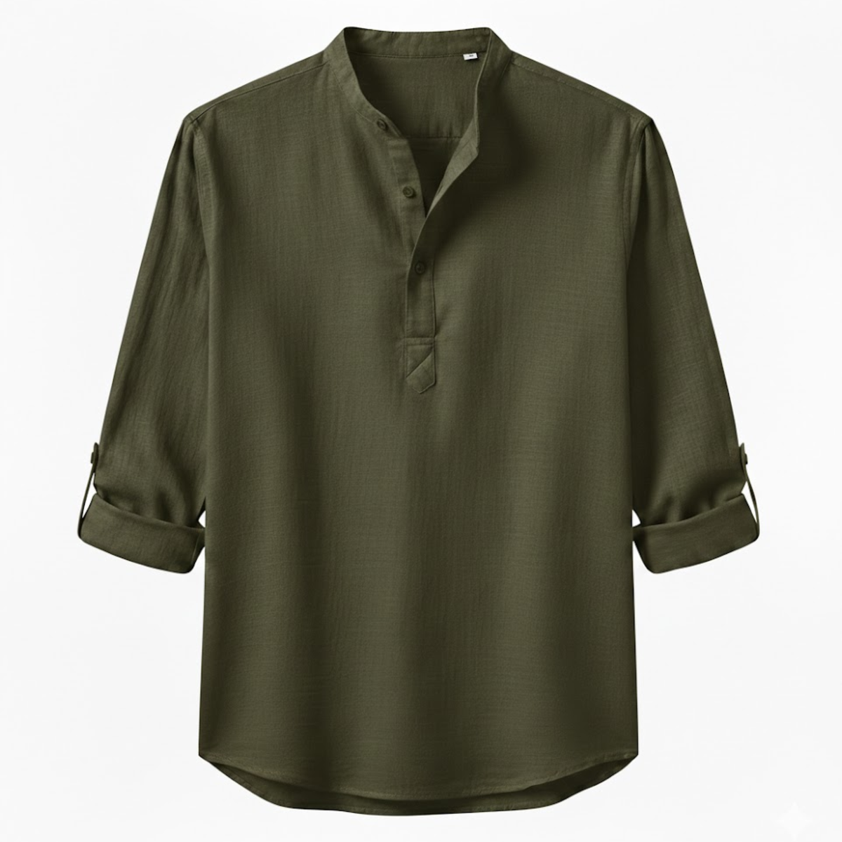 Men's Cotton Linen Henley Shirt Long Sleeve Breathable Casual Beach Button Top