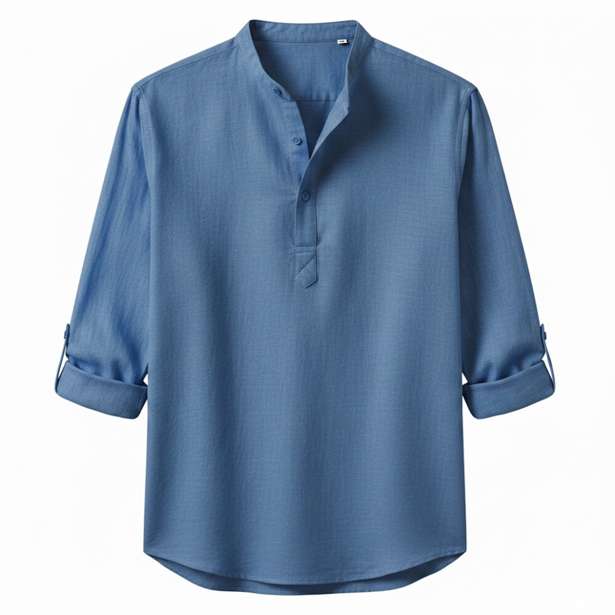 Men's Cotton Linen Henley Shirt Long Sleeve Breathable Casual Beach Button Top