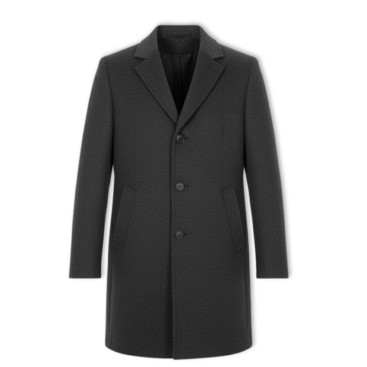 Men's Wool Blend Trench Coat Slim Fit Single Breasted Long Cotton Lined Overcoat