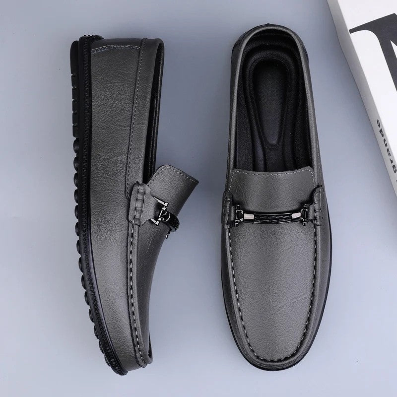 Men's leather loafers - metallic rope detail - casual office