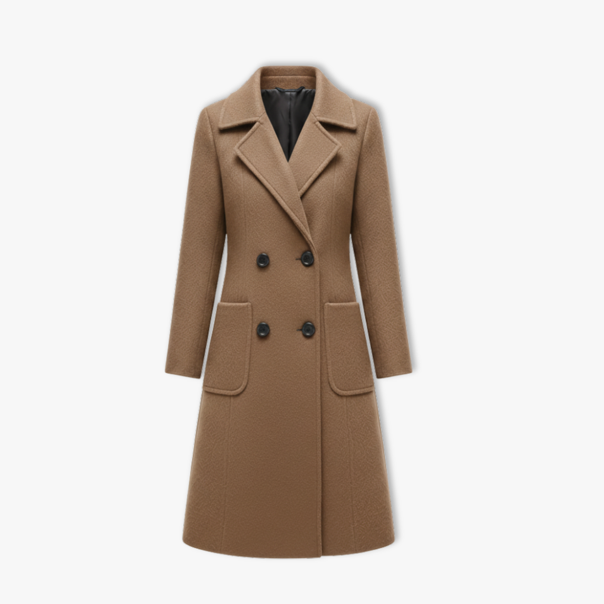 Women's Long Double Breasted Woolen Coat