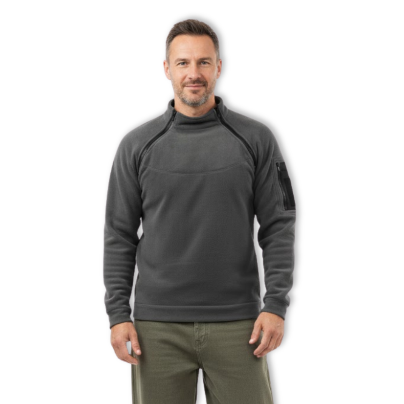 Mens Tactical Outdoor Polar Fleece Jacket Hunting Clothes Warm Zipper Pullover