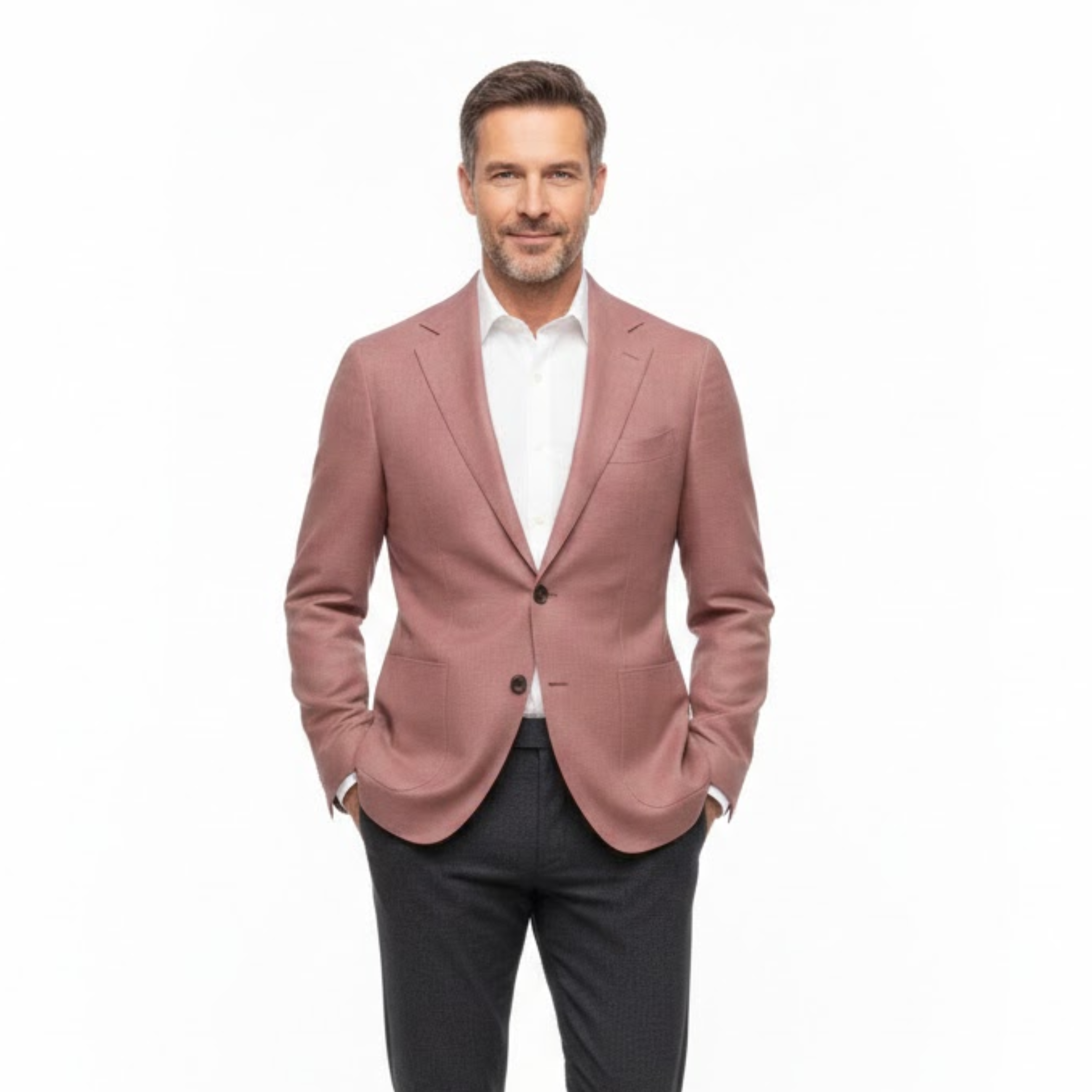 Men's Slim Fit Tailored Blazer with Notched Lapels and Two-Button Closure