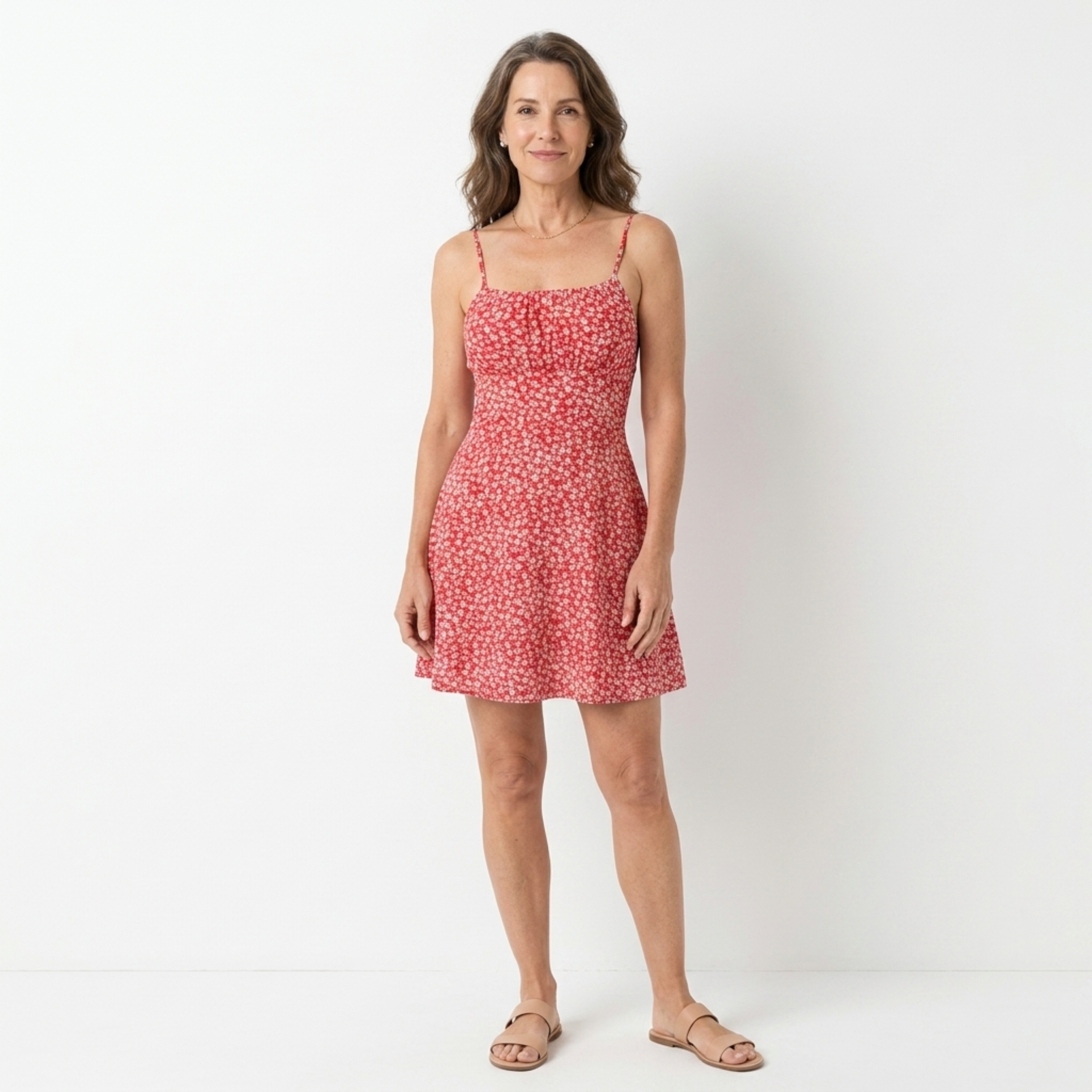 Women's Floral A-Line Mini Dress Ruched Bust Spaghetti Strap Side Cutout Sundress