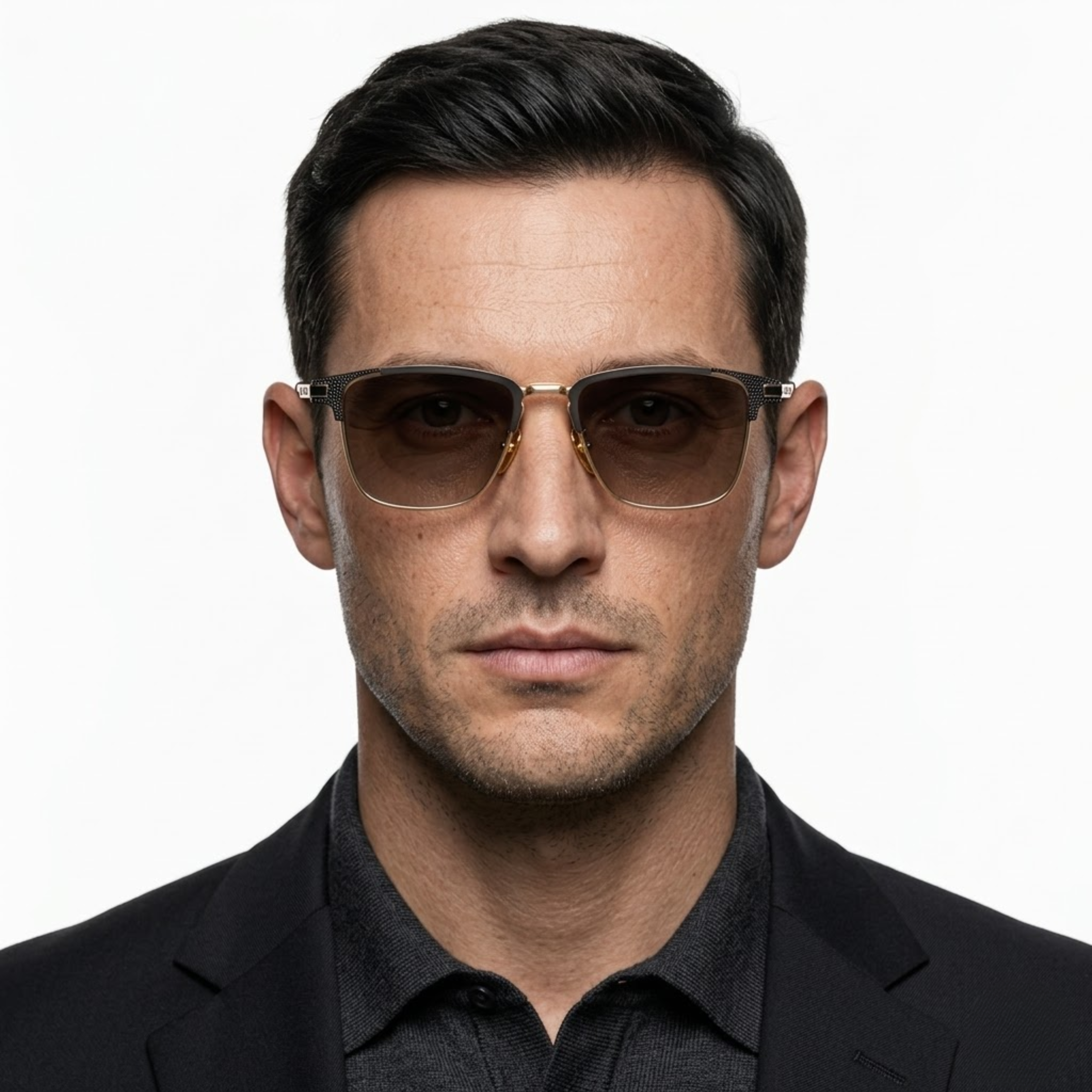Half Frame Square Sunglasses Titanium Metal Polarized Luxury Designer Shades Unisex
