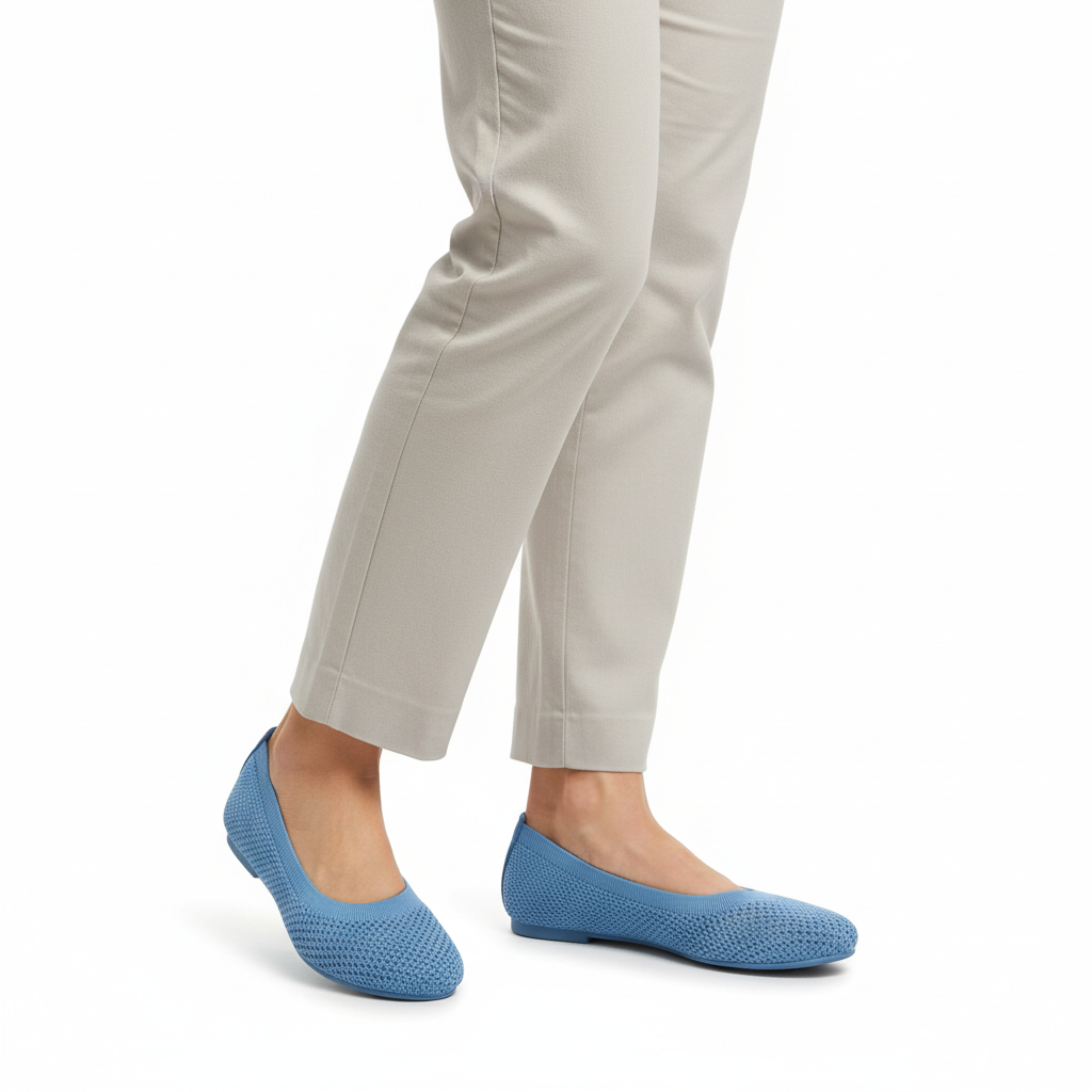 Ballet Flats Mesh Round Toe Slip On Walking Shoes Casual Breathable Knit Footwear