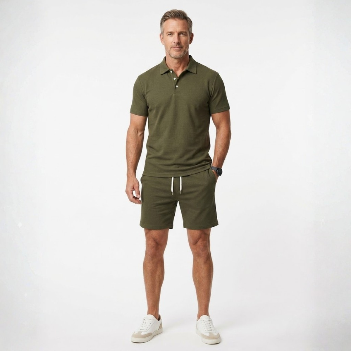 Men's sport polo set — lightweight short sleeve set — casual summer holiday