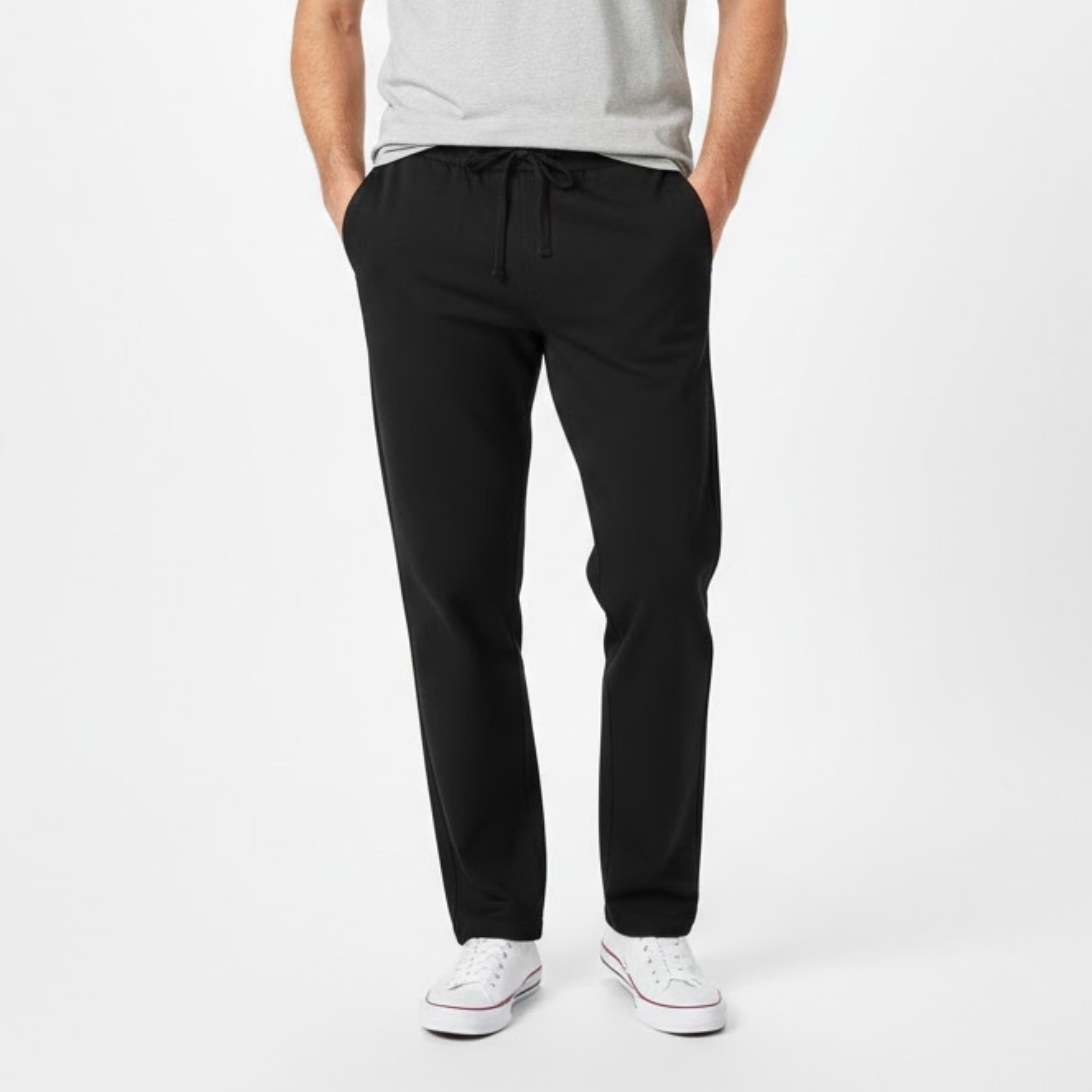 Men's Cotton Linen Straight Leg Pants Breathable Casual Full Length Trousers